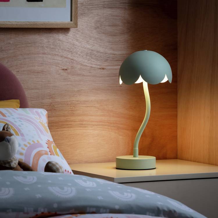 Habitat Rechargeable Scallop Metal LED Table Lamp-Sage green