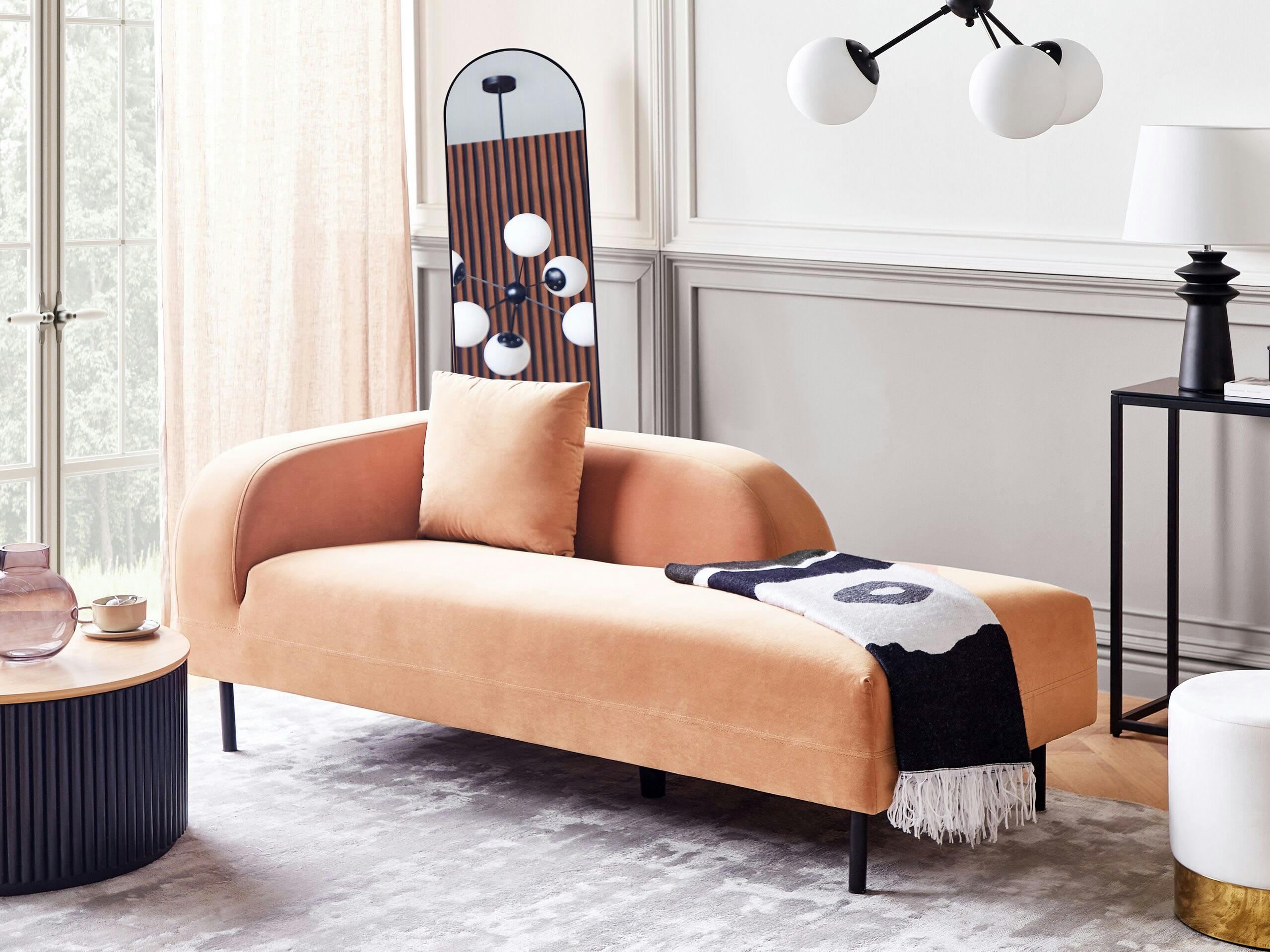 LE CRAU - Chaise longue côté gauche rose pêche