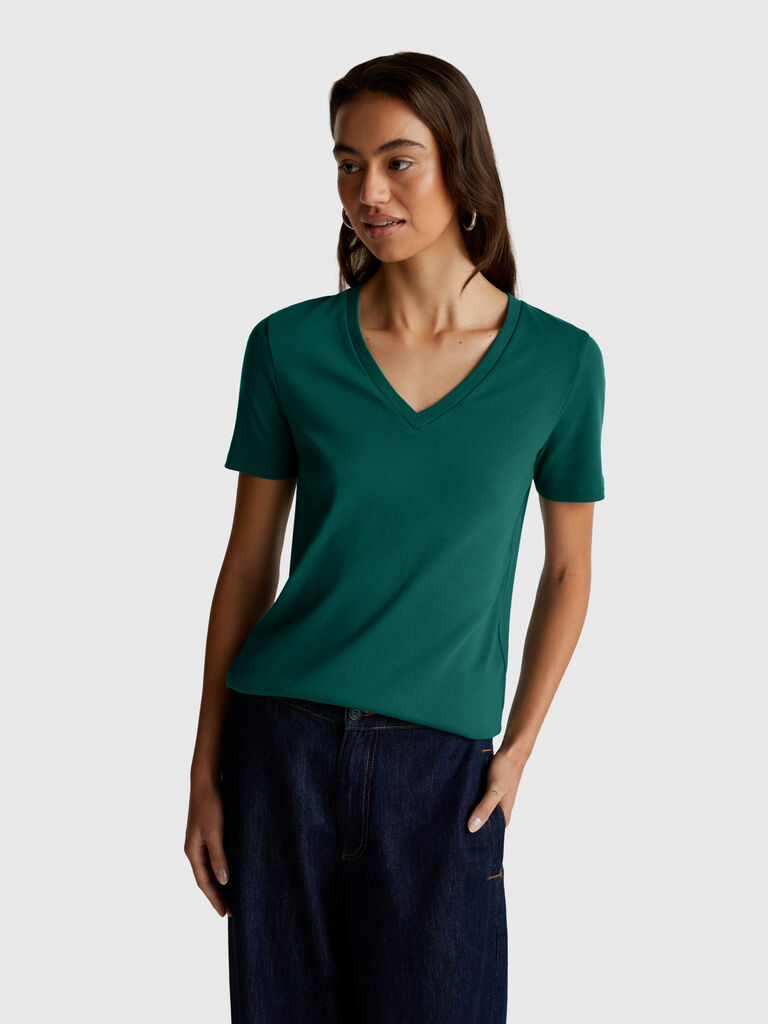 Pure cotton t-shirt with V-neck