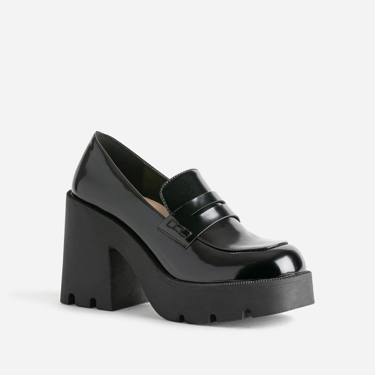 Mocassin TEXTO noir à plateforme crantée