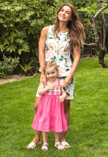 Younger Girls Pink Strawberry Crochet Dress