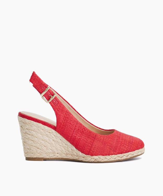 Capable Coral - Textured Jute Wedge Heel Sandals