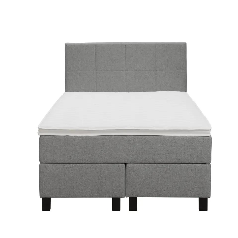Boxspring Liv geblokt - lichtgrijs - 120x200 cm - vierkante poot
