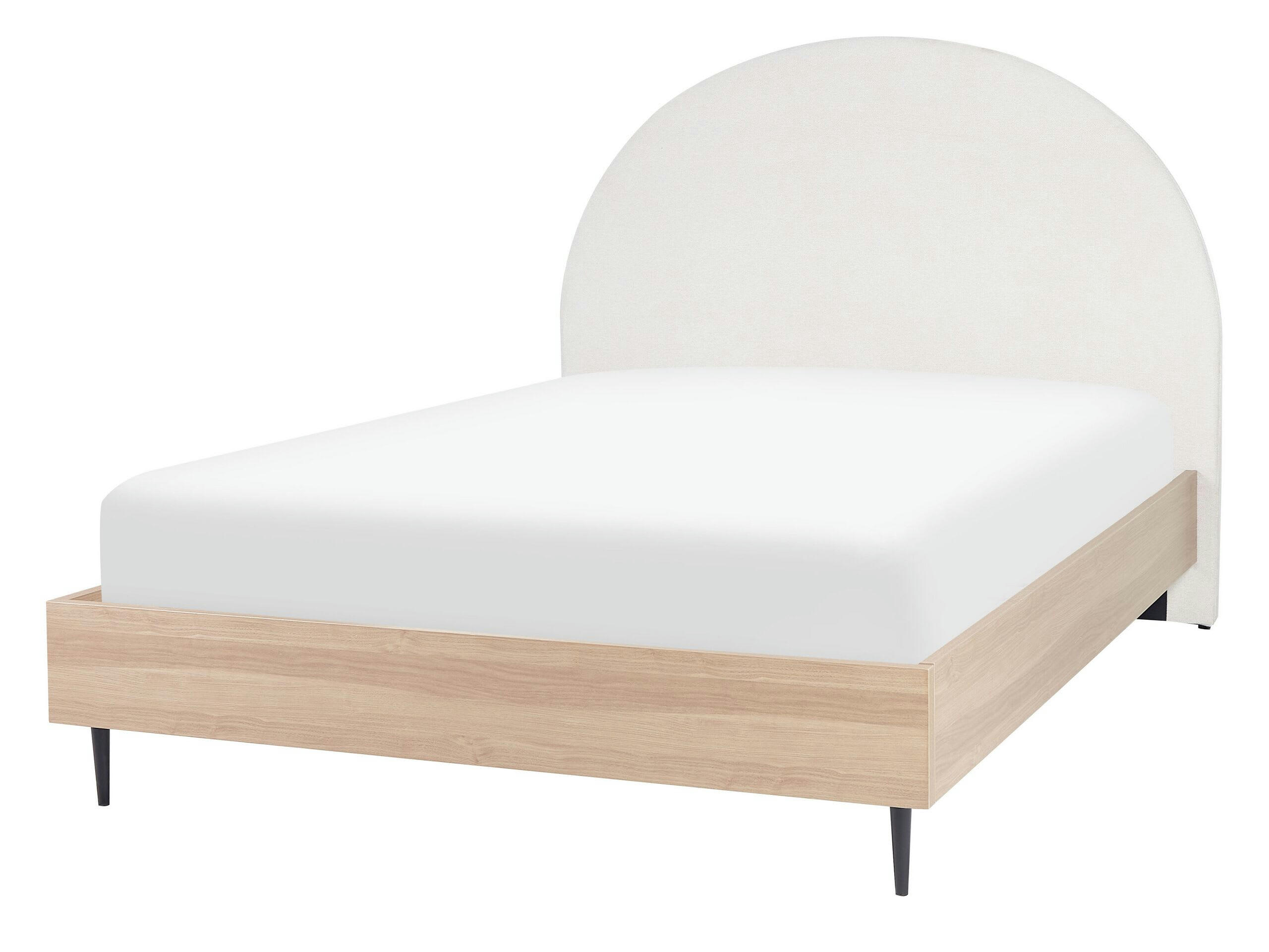 MILLAY - Lit double en tissu blanc 140x200