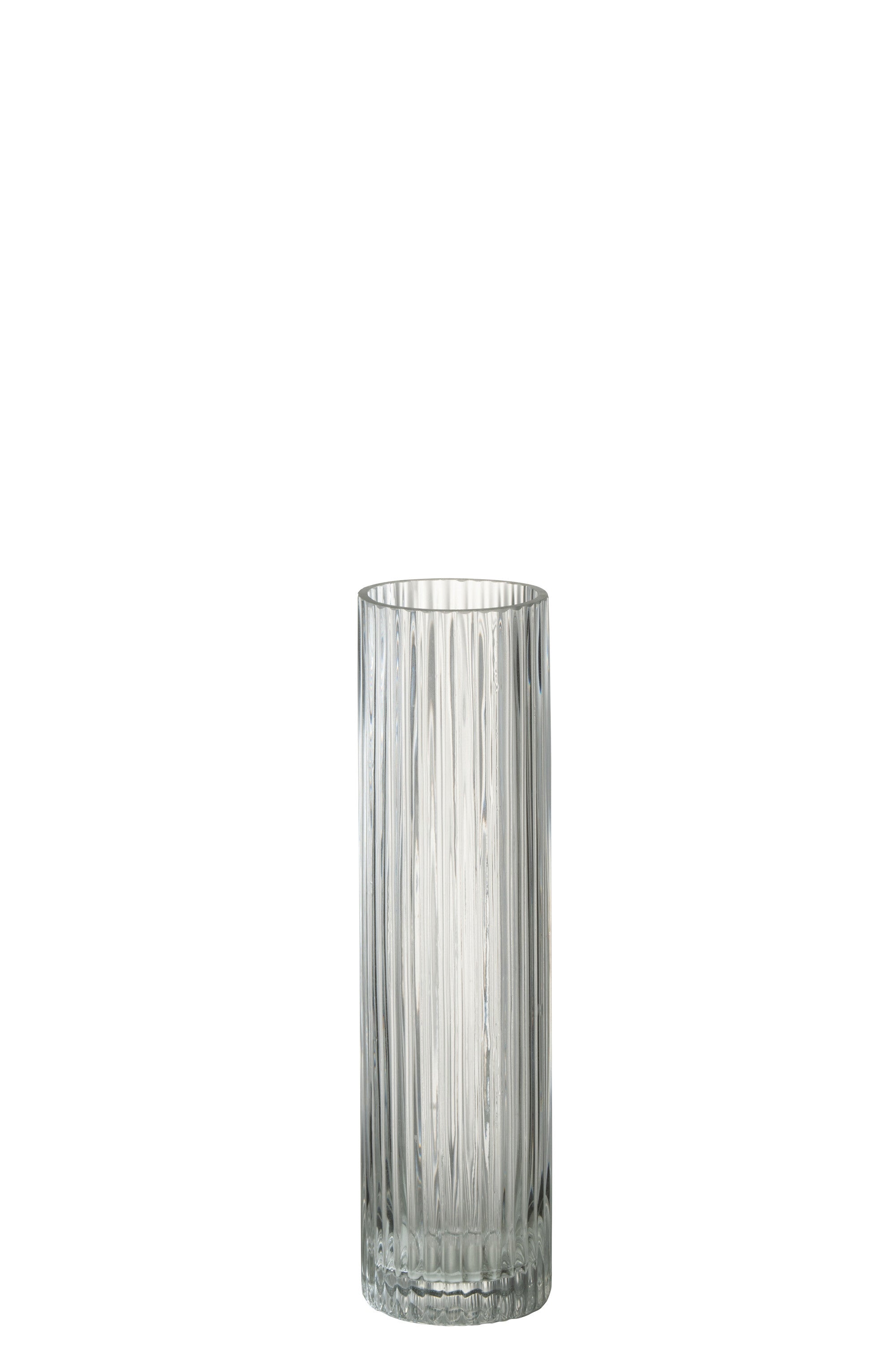 J-Line vaas Cylinder Lijnen - glas - transparant - medium - 30 cm hoog