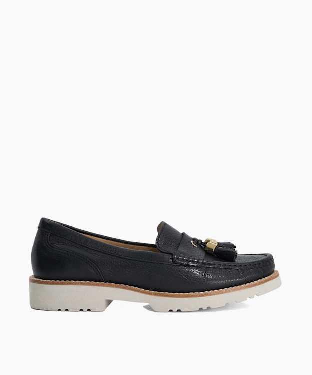 Gwen Black - Wide Fit Casual Tassel Trim Loafers