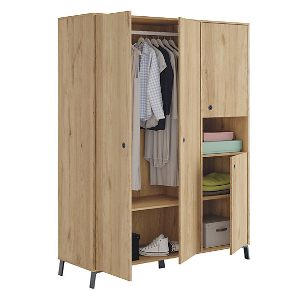 Armoire placard / meuble de rangement coloris chêne doré - Hauteur 200 x Longueur 150 x Profondeur 55 cm