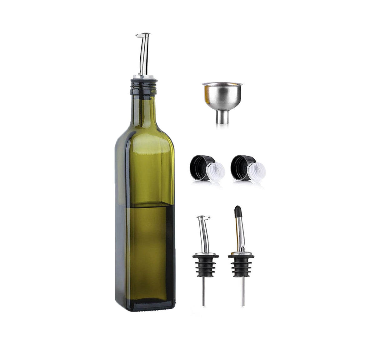 GrillX Olijfolie fles met schenktuit - 500ml - Inclusief Schenkteut, Trechter & Accessoires
