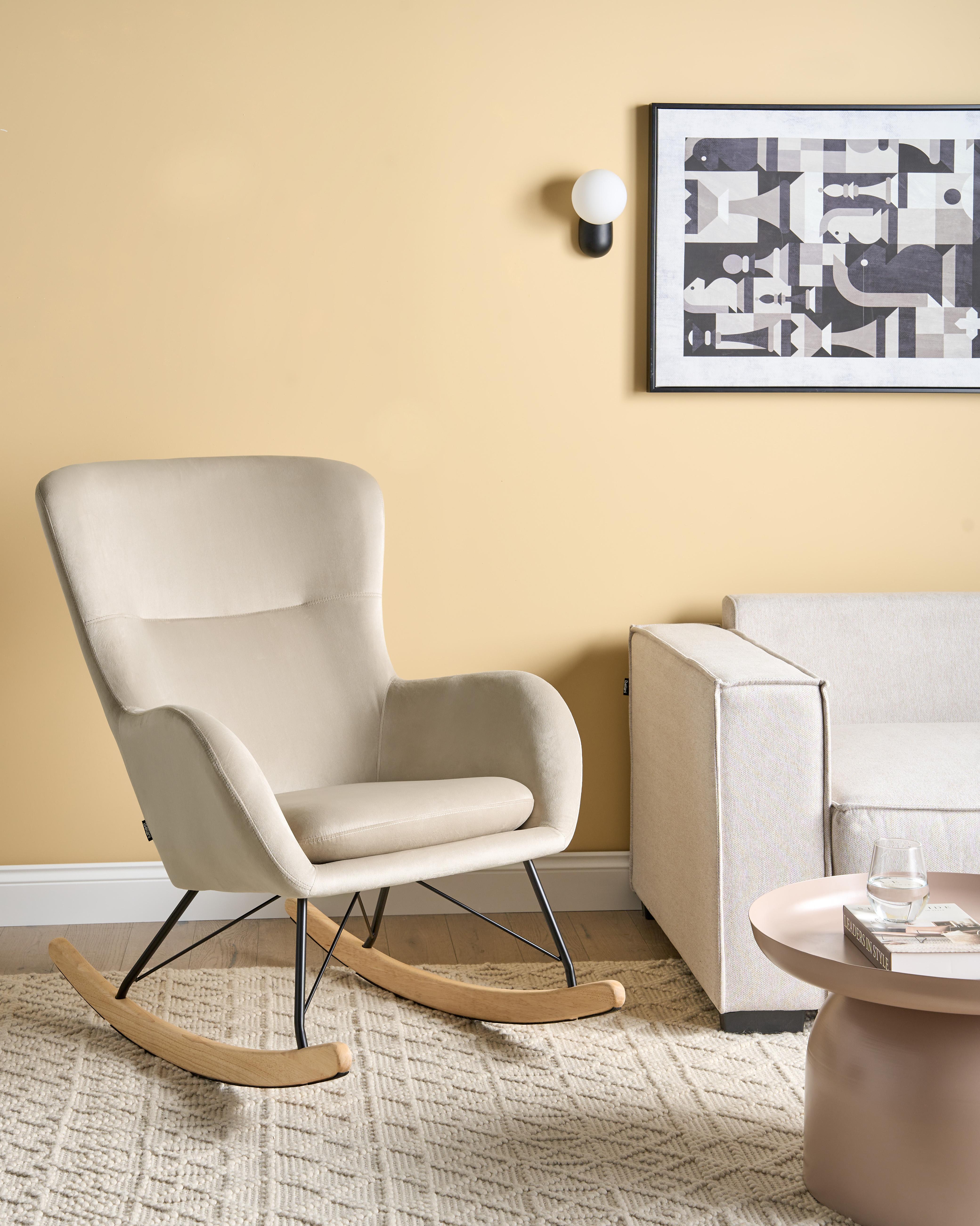 Rocking Chair ELLAN Velvet Beige