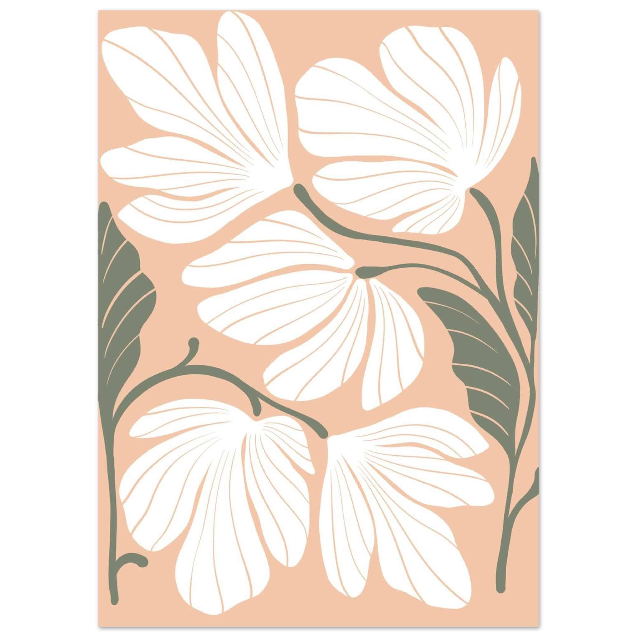 Artfulprints Poster Boho – Delicate flowers  - 50x70 cm - Wit