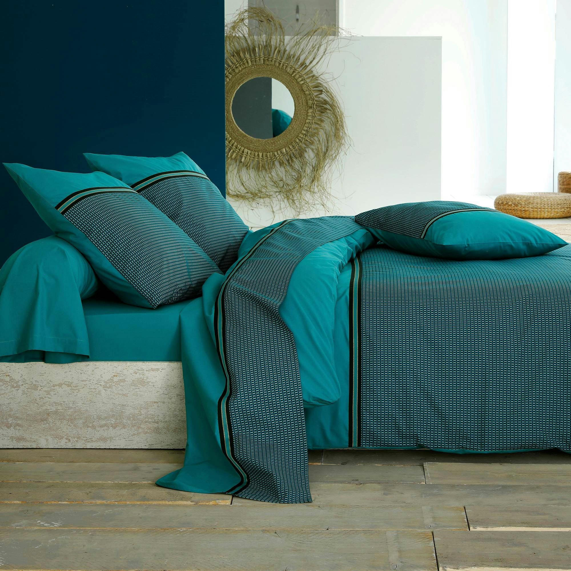 VIVIEN - Taie sac 50x70 vert émeraude en coton