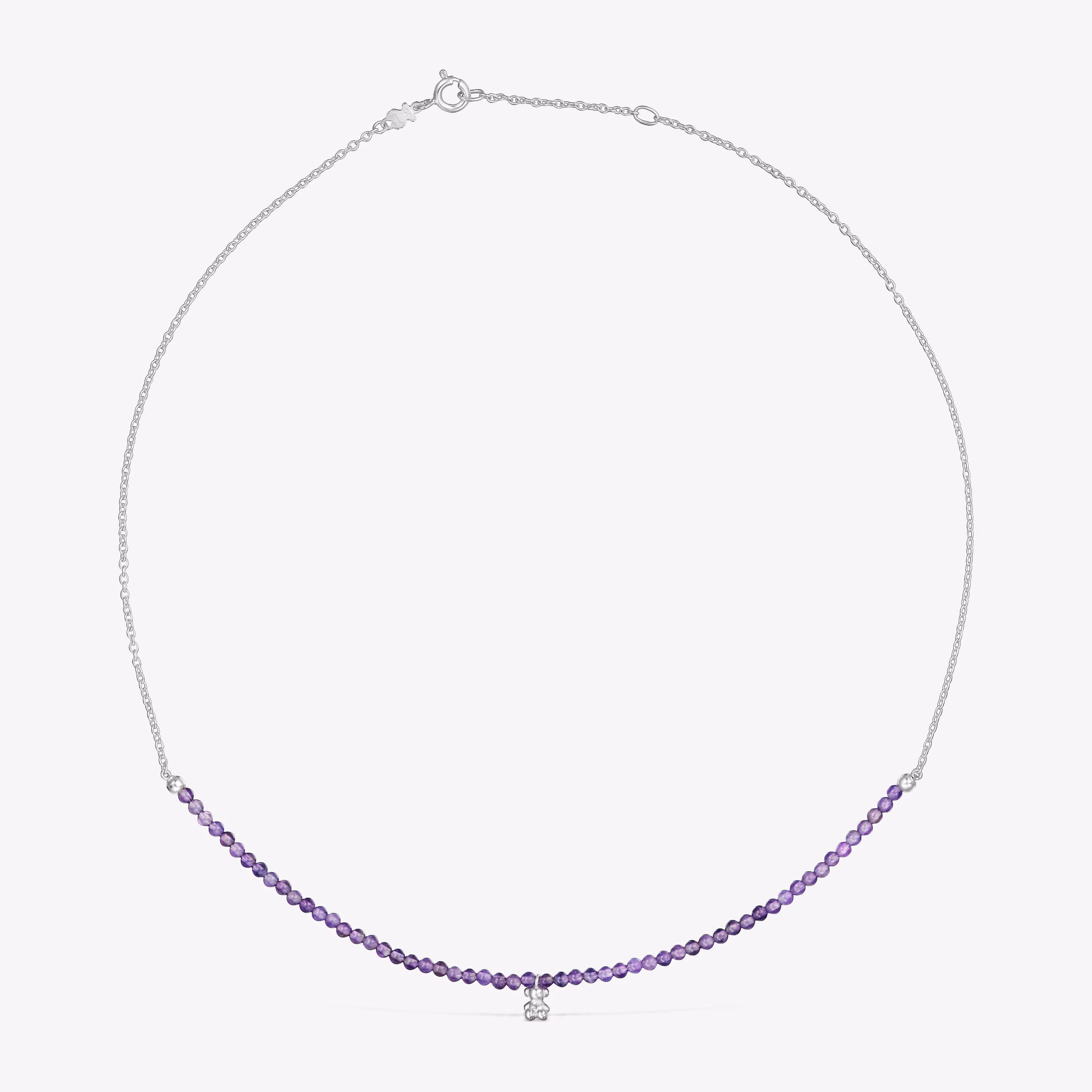 Collar de plata y amatista Bold Bear
