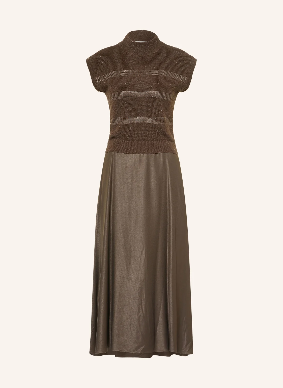 PESERICO Kleid im Materialmix mit Glitzergarn und Schmuckperlen