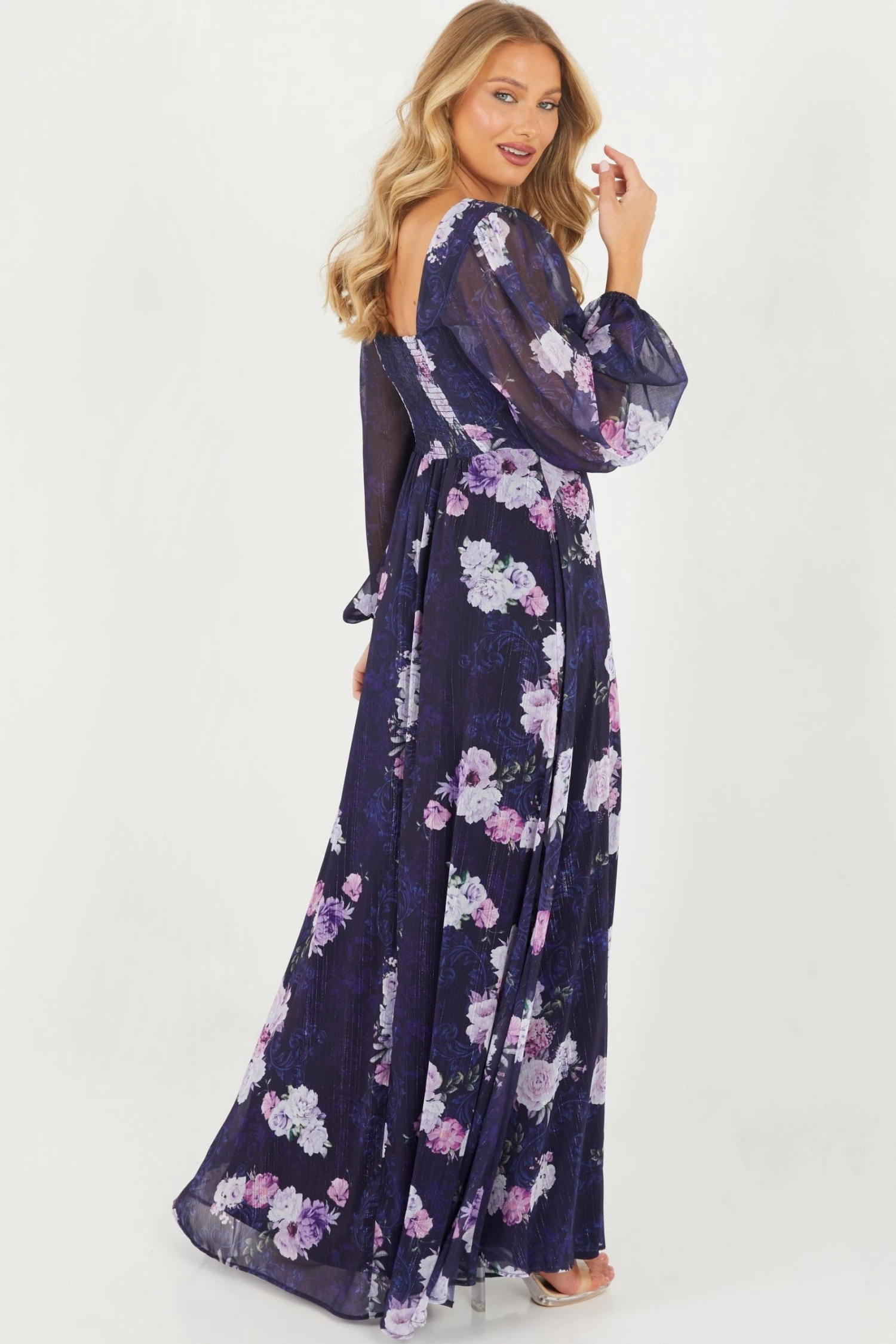 Quiz Blue Floral Maxi Dress
