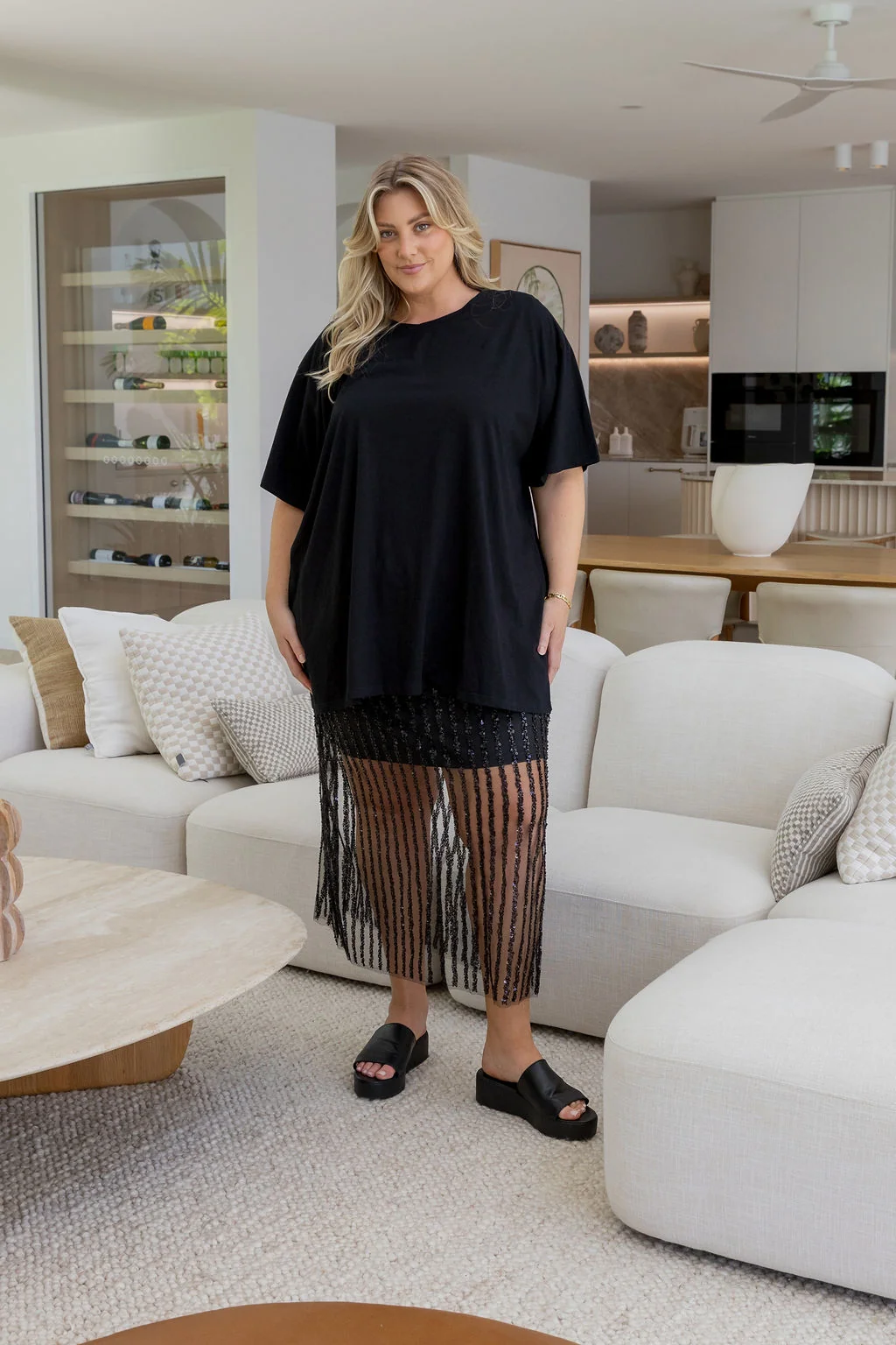 Zena Embellished Skirt in Black
