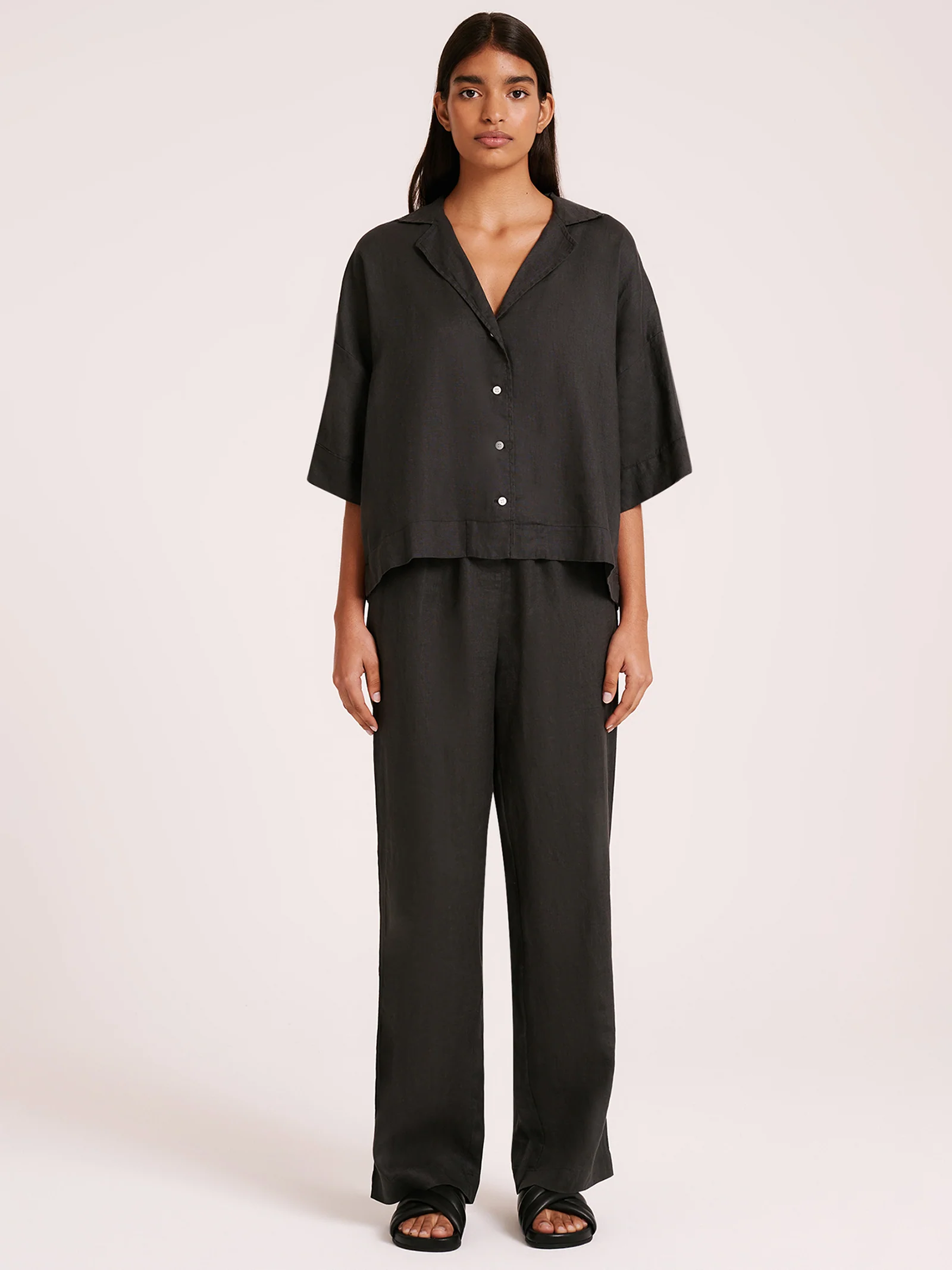 Nude Linen Lounge Shirt