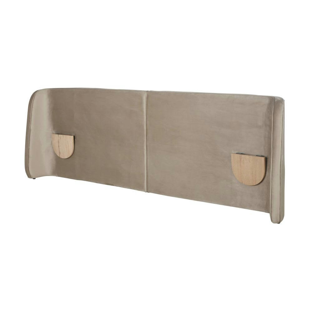 Boldin Business - Tête de lit 160 professionnelle en velours taupe avec étagères intégrées