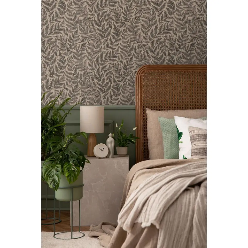 Borastapeter behang bladeren donkerbruin - 53 cm x 10.05 m