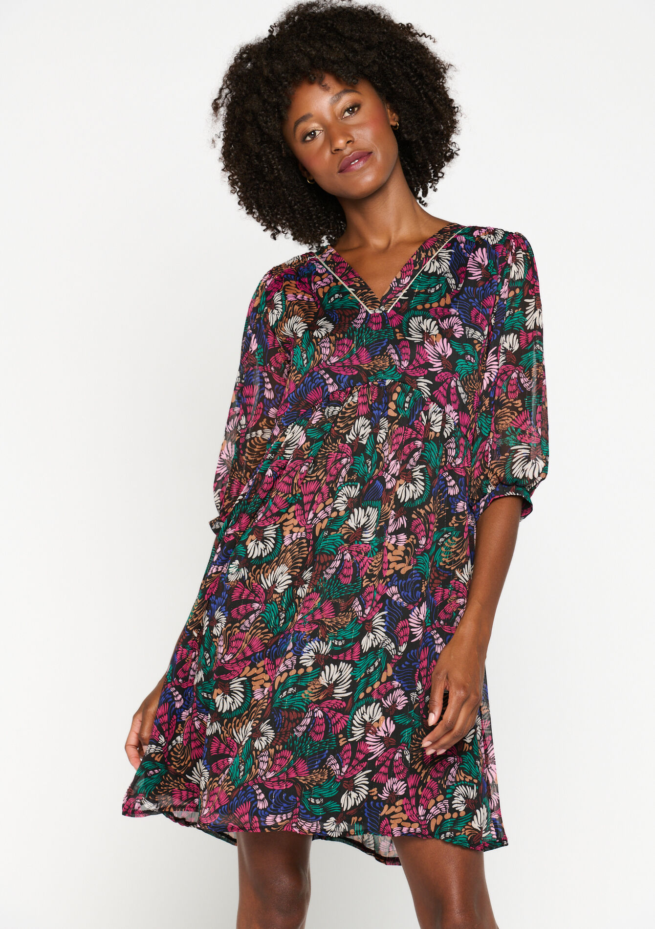 Babydoll jurk met bloemenprint