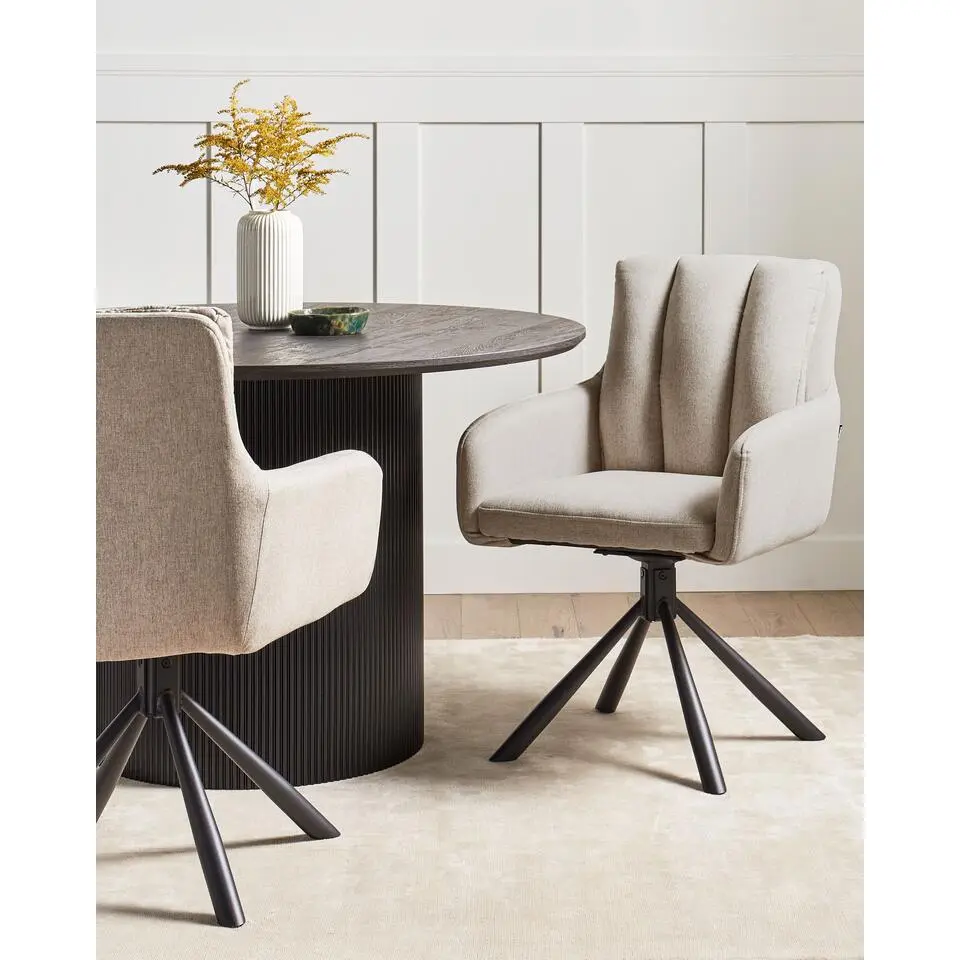 SARDOAL - Set van 2 eetkamerstoelen - Taupe - Polyester