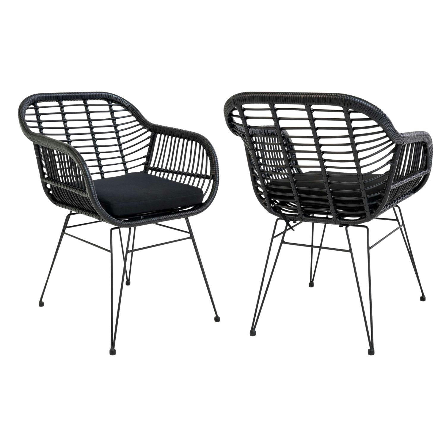 - 4 fauteuils en polyrotin noir TRIESTE