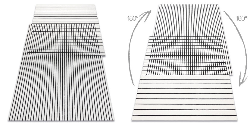 Dywan PEARL 51333K krem / czarny - Linie, ekskluzywny, 192x290 cm