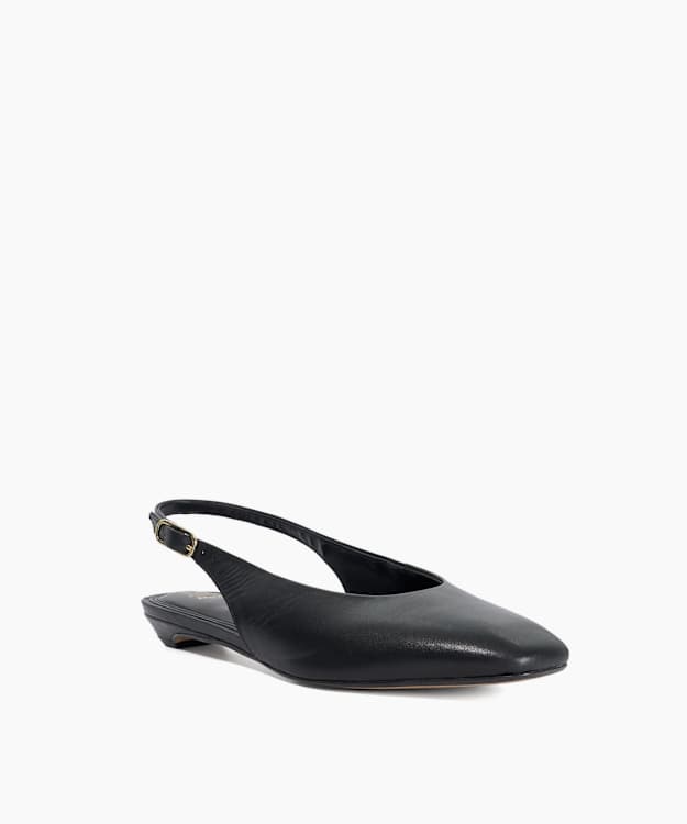 Henrie Black - Leather Sling-Back Court Shoes