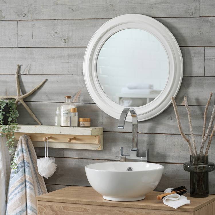 Innova White Round Bathroom Wall Mirror - 55x55cm