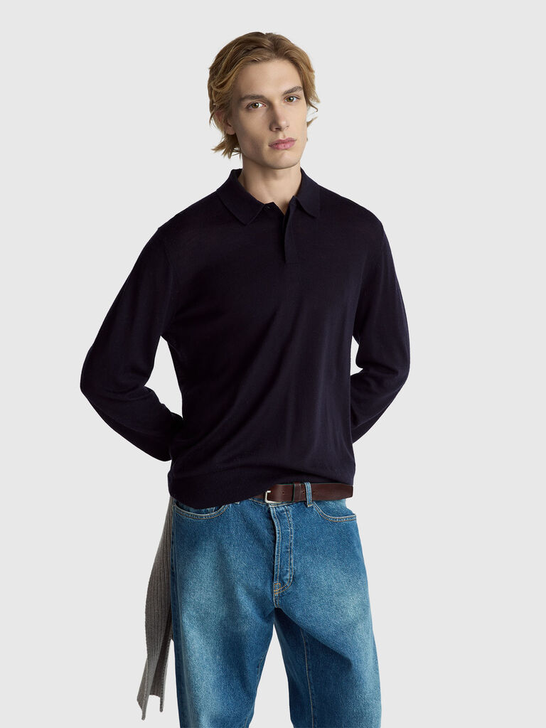 Polo in pure Merino wool