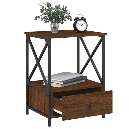 NNEVL Bedside Tables 2 pcs Brown Oak 50x41x65 cm Engineered Wood