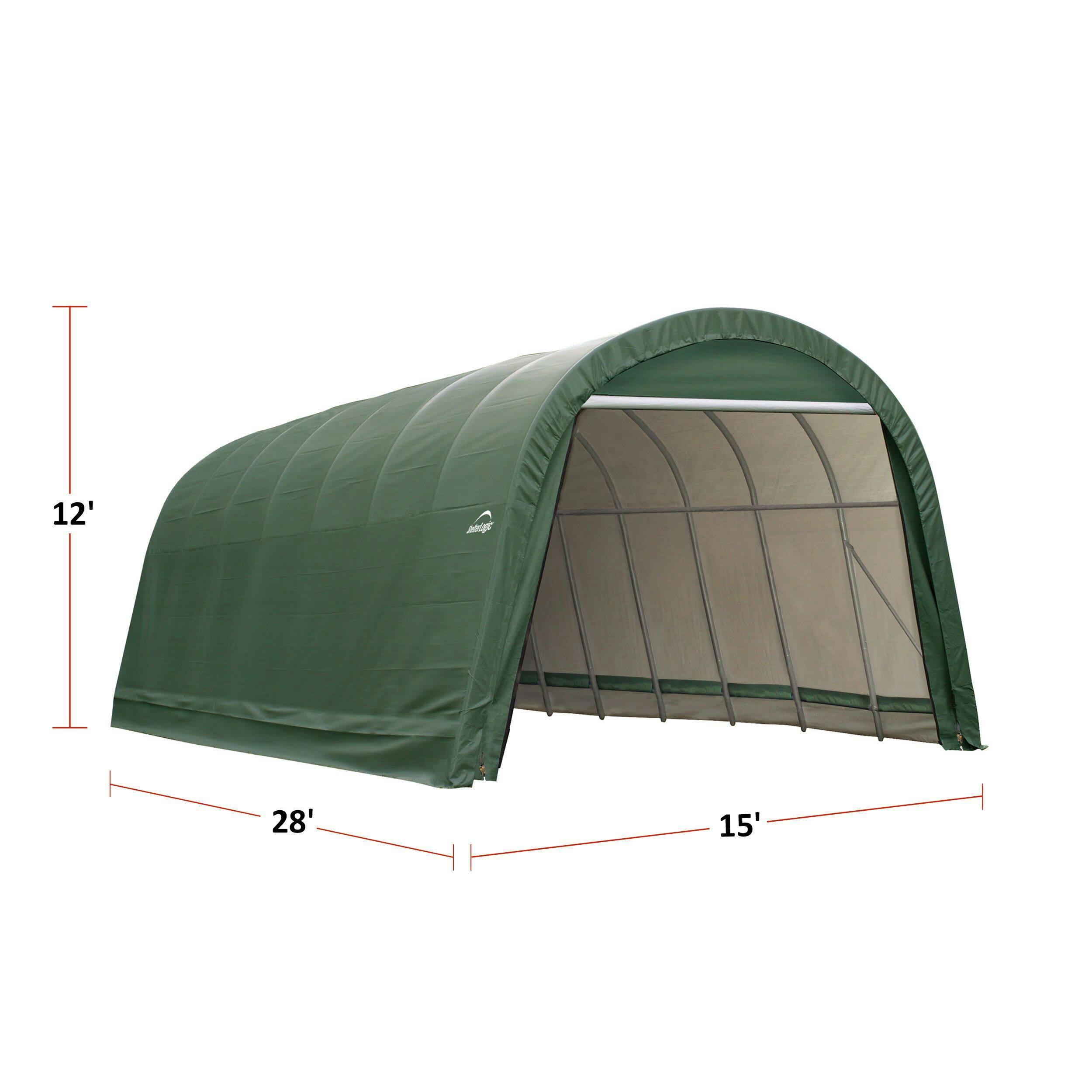 ShelterLogic ShelterCoat™ Round Style Shelter, Green, 14-ft x 28-ft x 12-ft