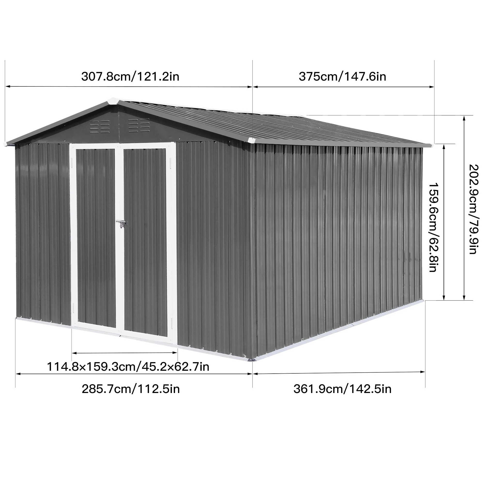 Rustproof Metal Garden Shed with Hinged Door & Integrated Vents Outdoor Tool Shed Storage Shed with Security Lock