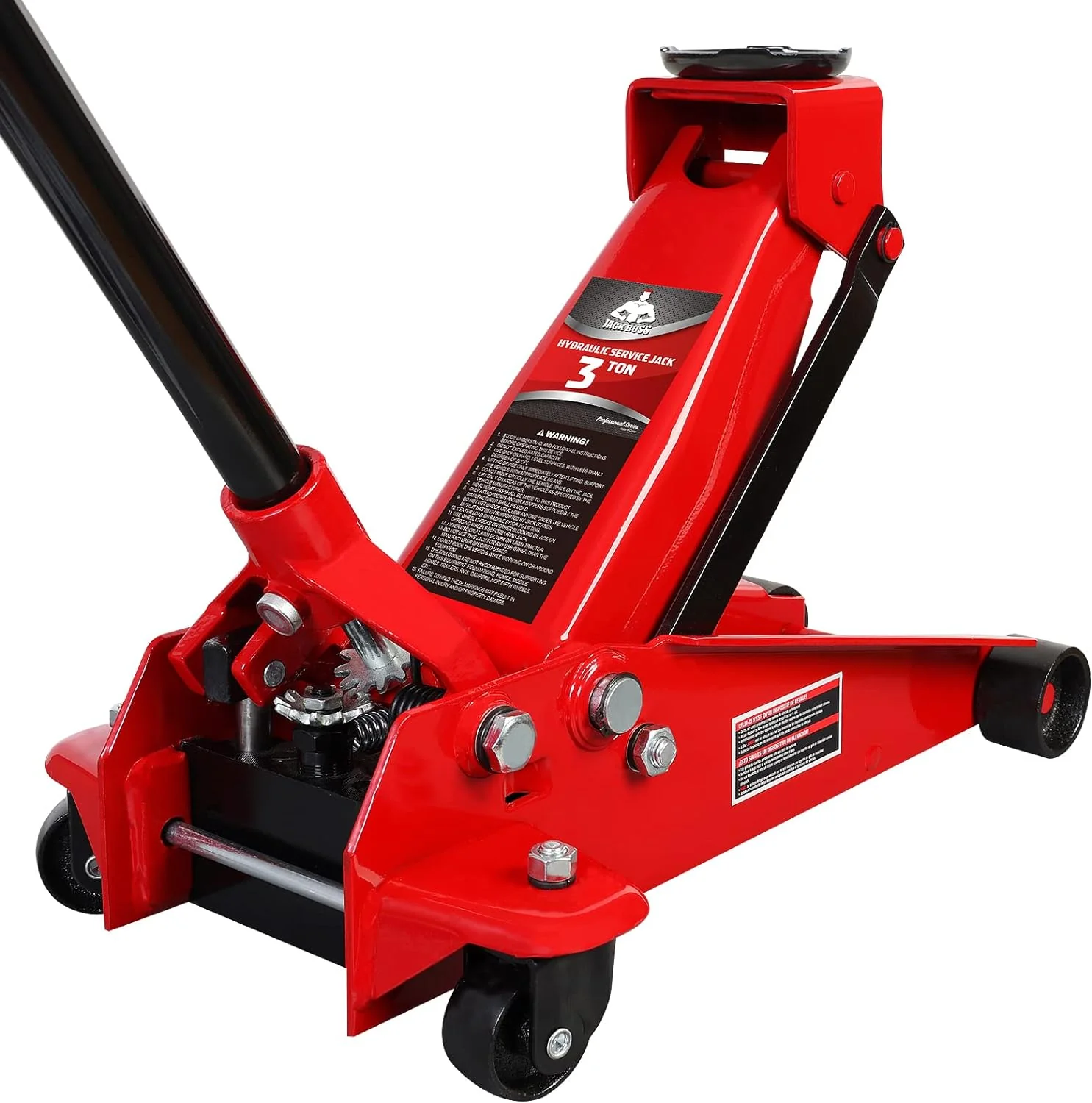3 Ton Low Profile, Aluminum and Steel Racing Floor Jack with Dual Pistons Quick Lift Pump for Sport Utility Vehicle, Lifting Range 3-15/16 min to 18-5/16 max, Red(3 Ton/RED)