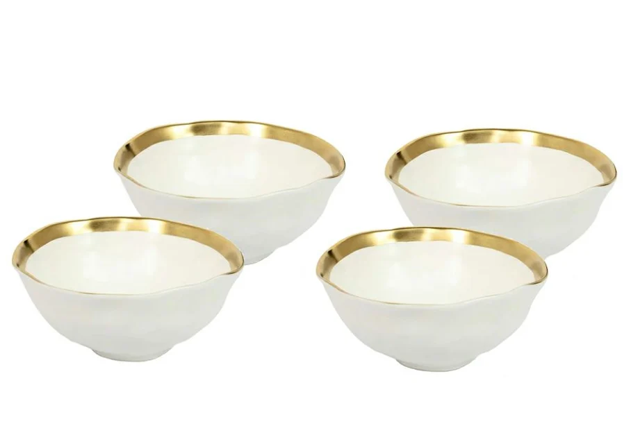 KARE komplet 4 misek BELL 15 cm biało-złoty