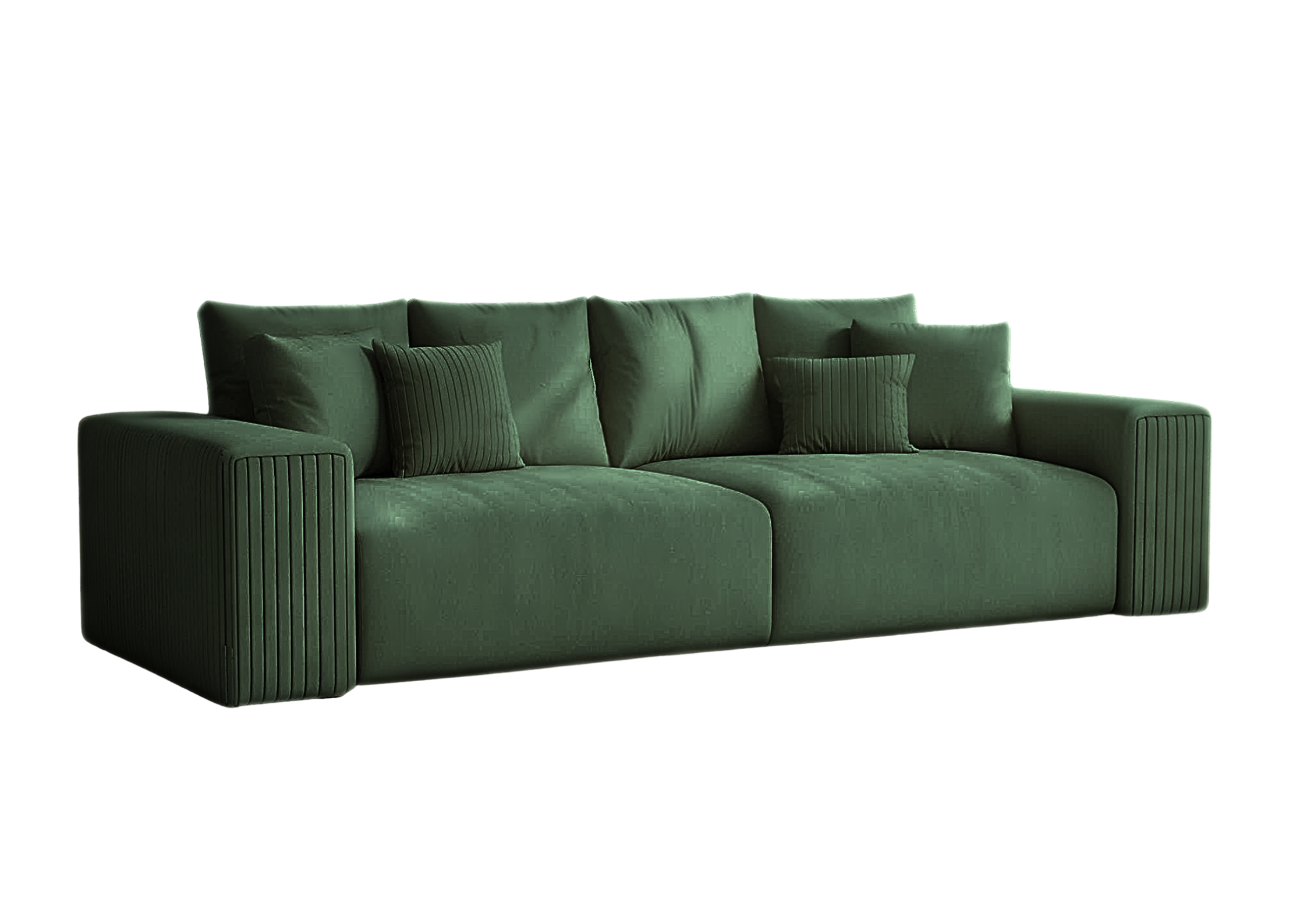 Sofa Rozkładana Trzyosobowa z Pojemnikiem PAS Zielona z Funkcją Spania