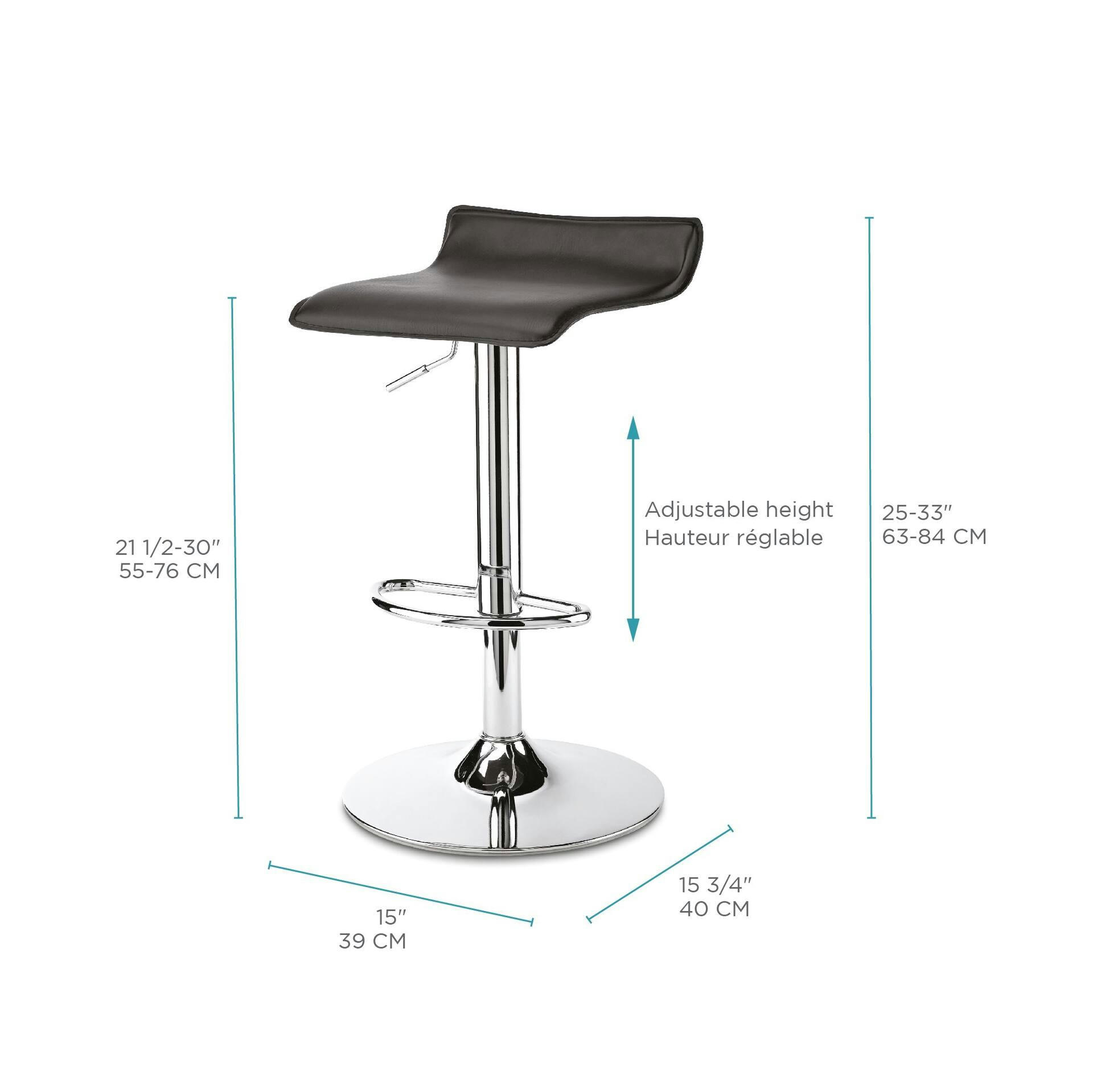 For Living  Chrome & PU Leather Counter/Bar Stool Adjustable Height, Black