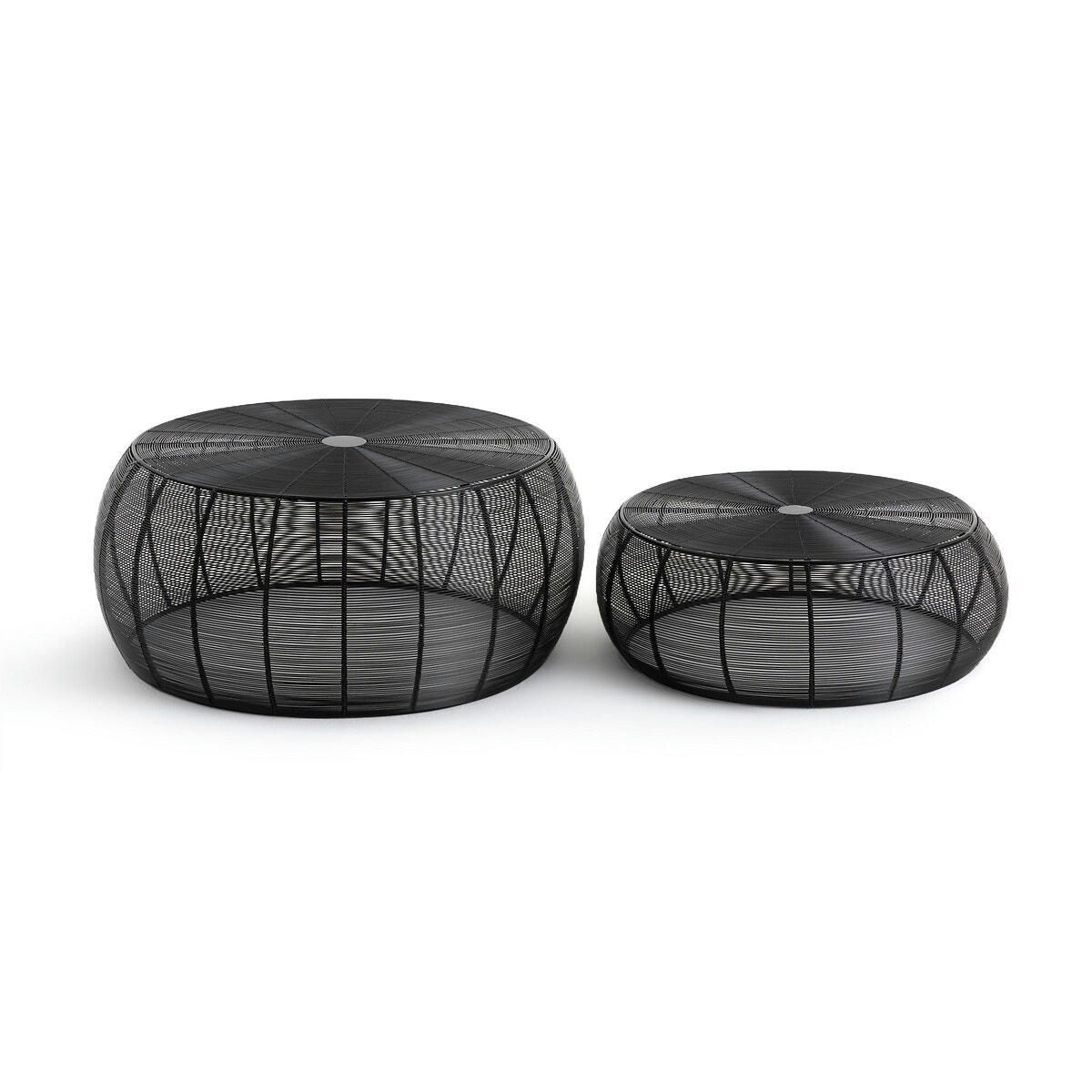 Lot de 2 tables basses rondes acier filaire Bangor