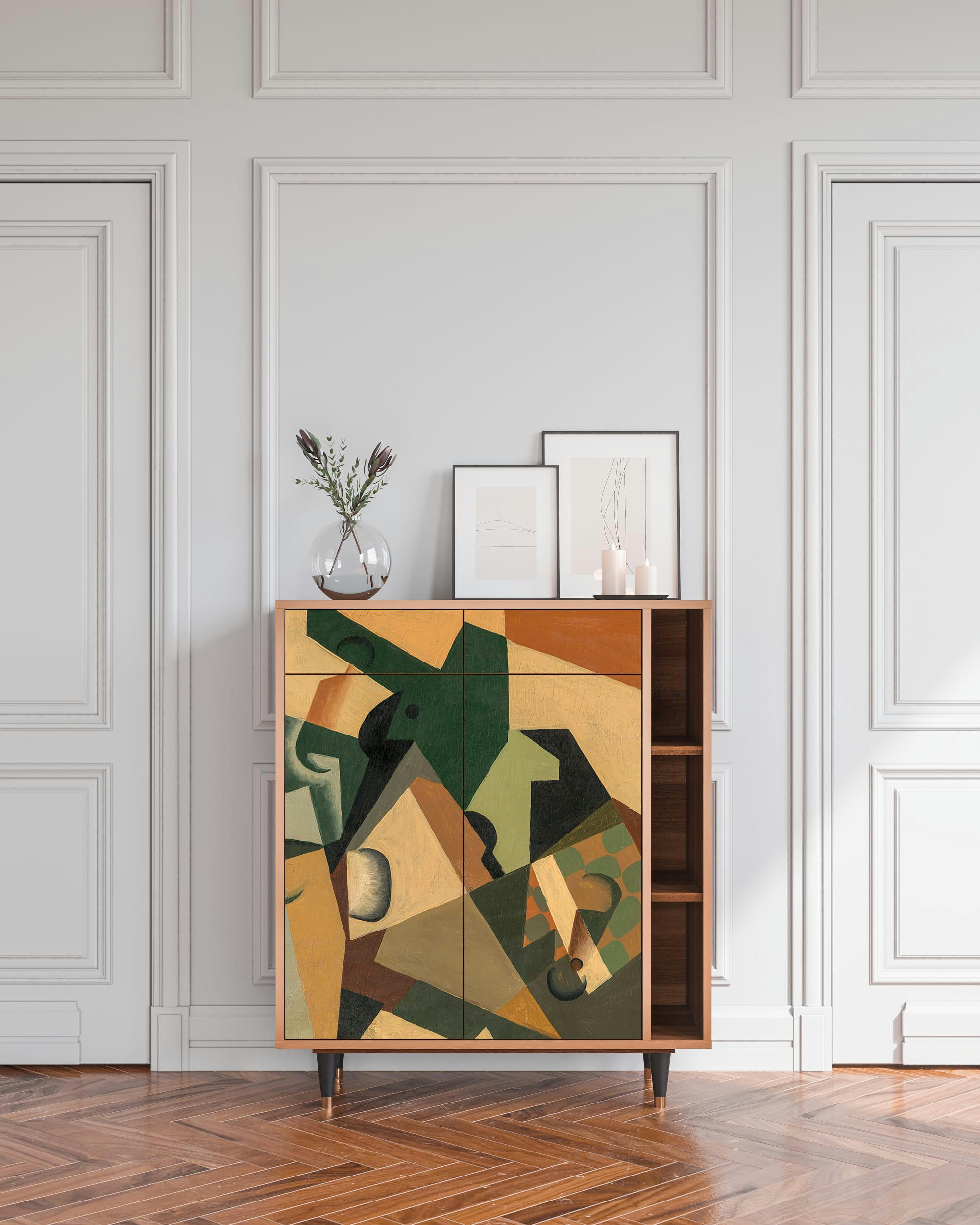 GLASS AND CHECKERBOARD BY JUAN GRIS - Buffet  multicolore 2 tiroirs et 2 portes L 94 cm