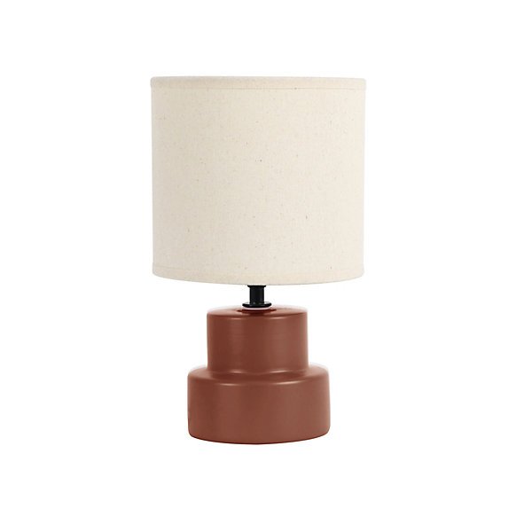 Lampe à poser en céramique terracotta et lin H.25 cm E14 40W, Seynave Lipa
