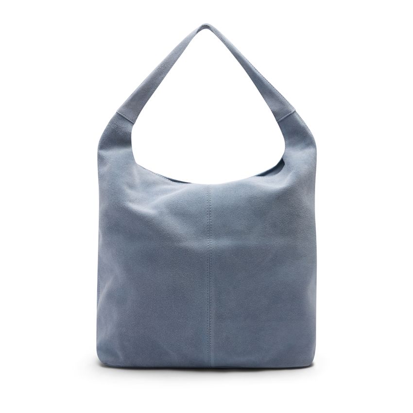 Manfield Lichtblauwe suède shopper