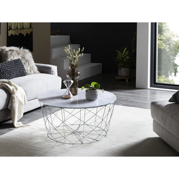Couchtisch, BxH: 80 x 45 cm, Metall/Glas