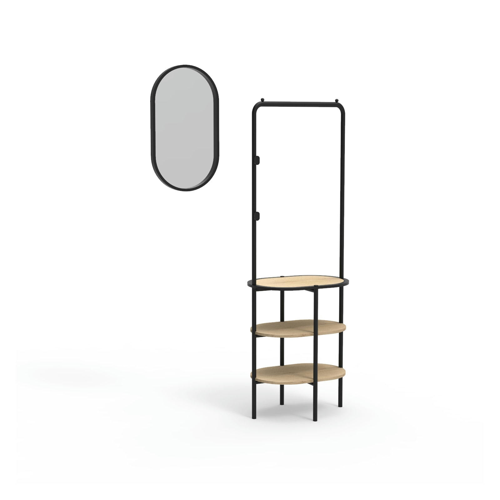 WILKO - Ensemble meubles d'entrée portant rond + miroir