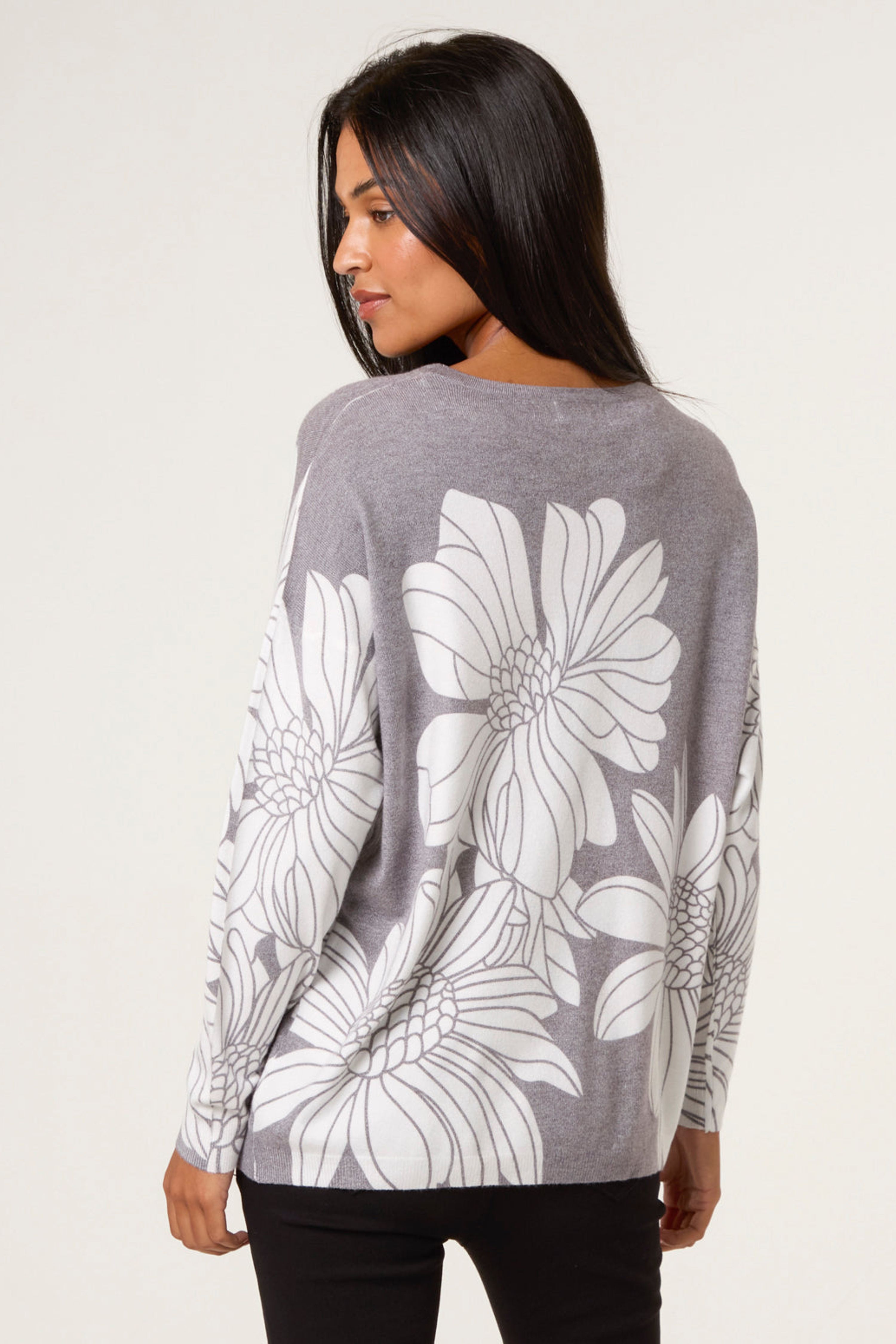 Blue Vanilla Grey Large Sequin Flower Jumper