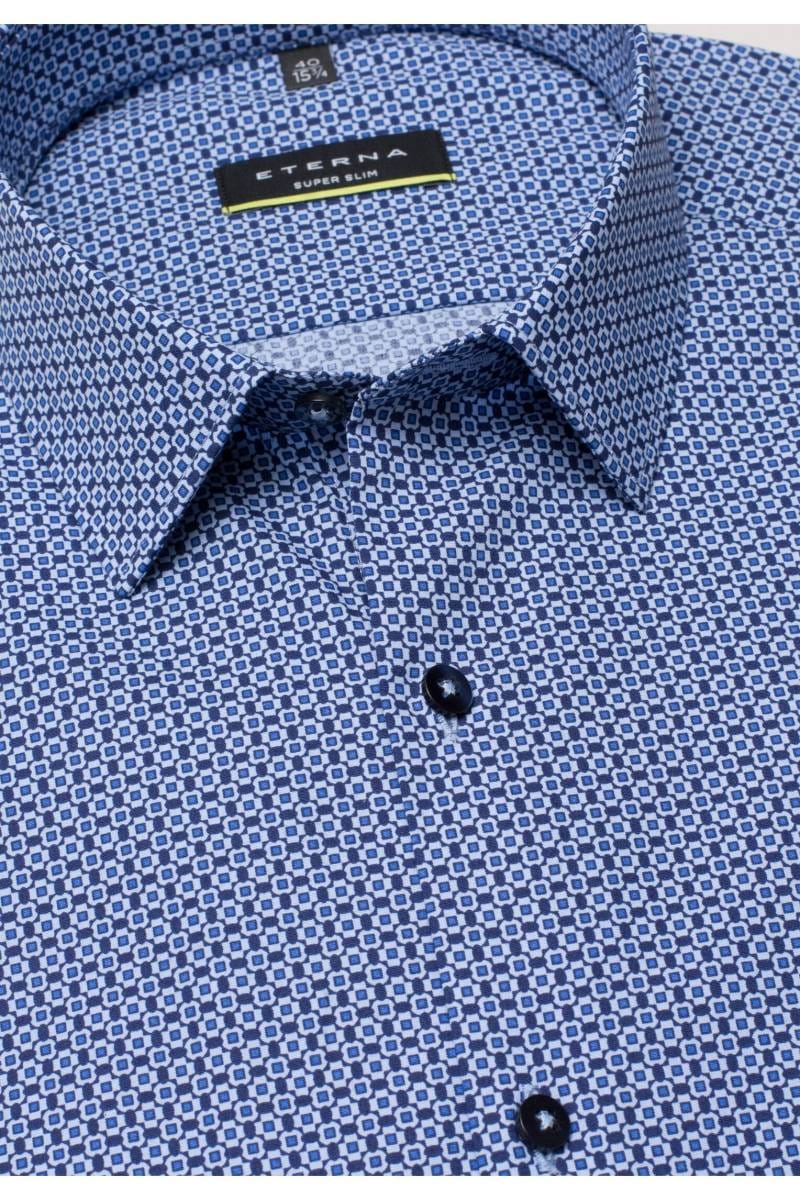 ETERNA Super Slim Hemd blau, Bedruckt