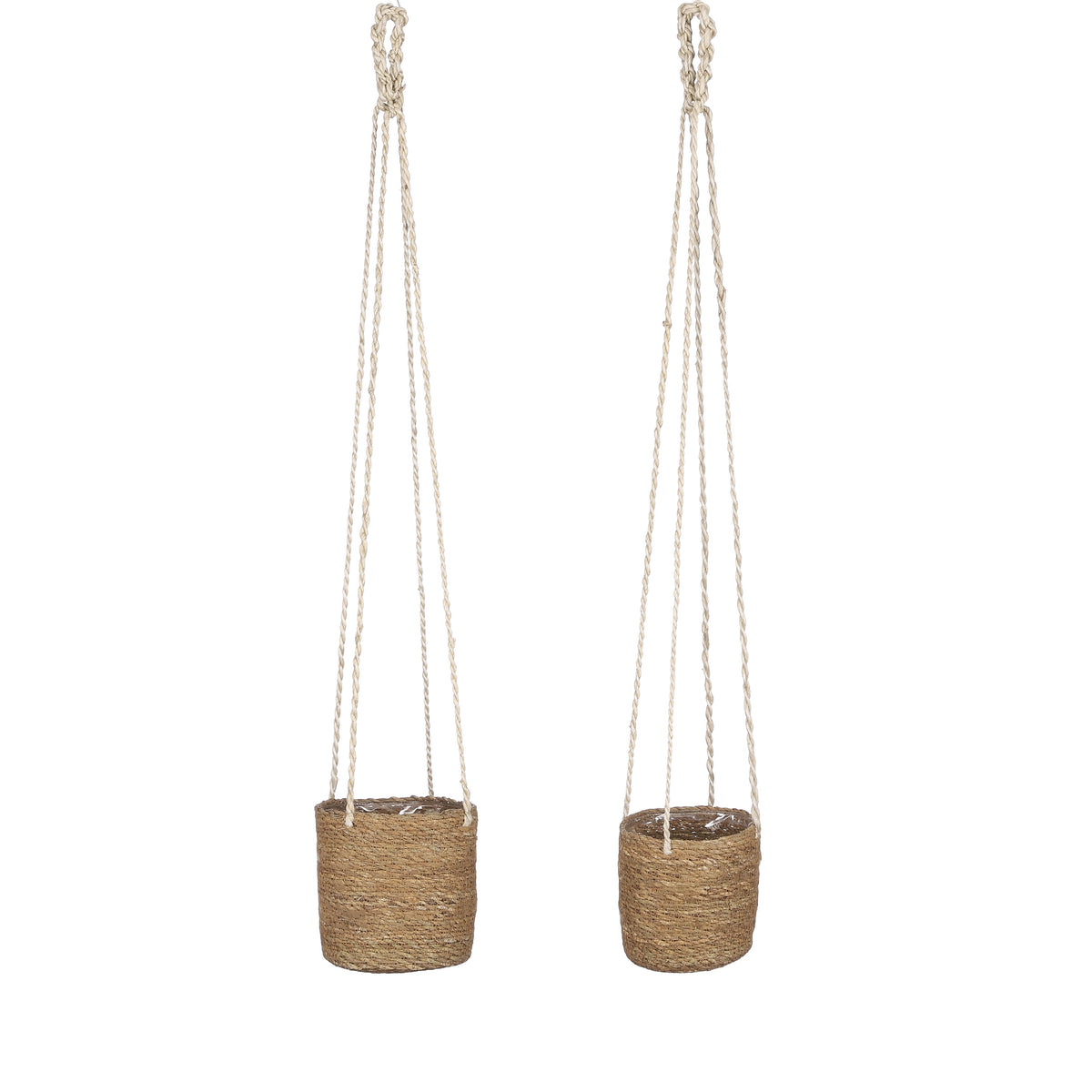 Mica Decorations Atlantic Plantenmand - Set van 2 - H16 x Ø16 cm - Lichtbruin