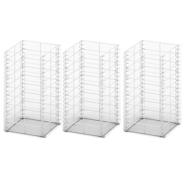 Zestaw 3 Koszy Gabionowych Ogrodzenie Płot Stal 25x25x50 cm Srebrny