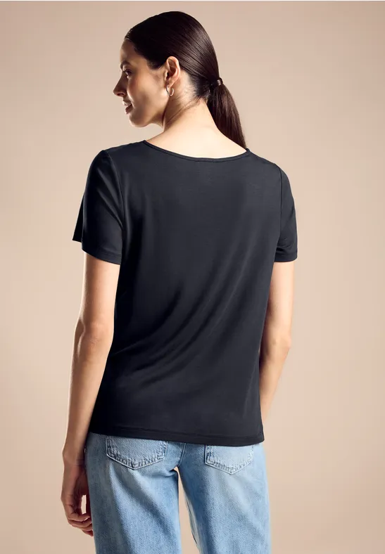 Shirt im Cupro Materialmix