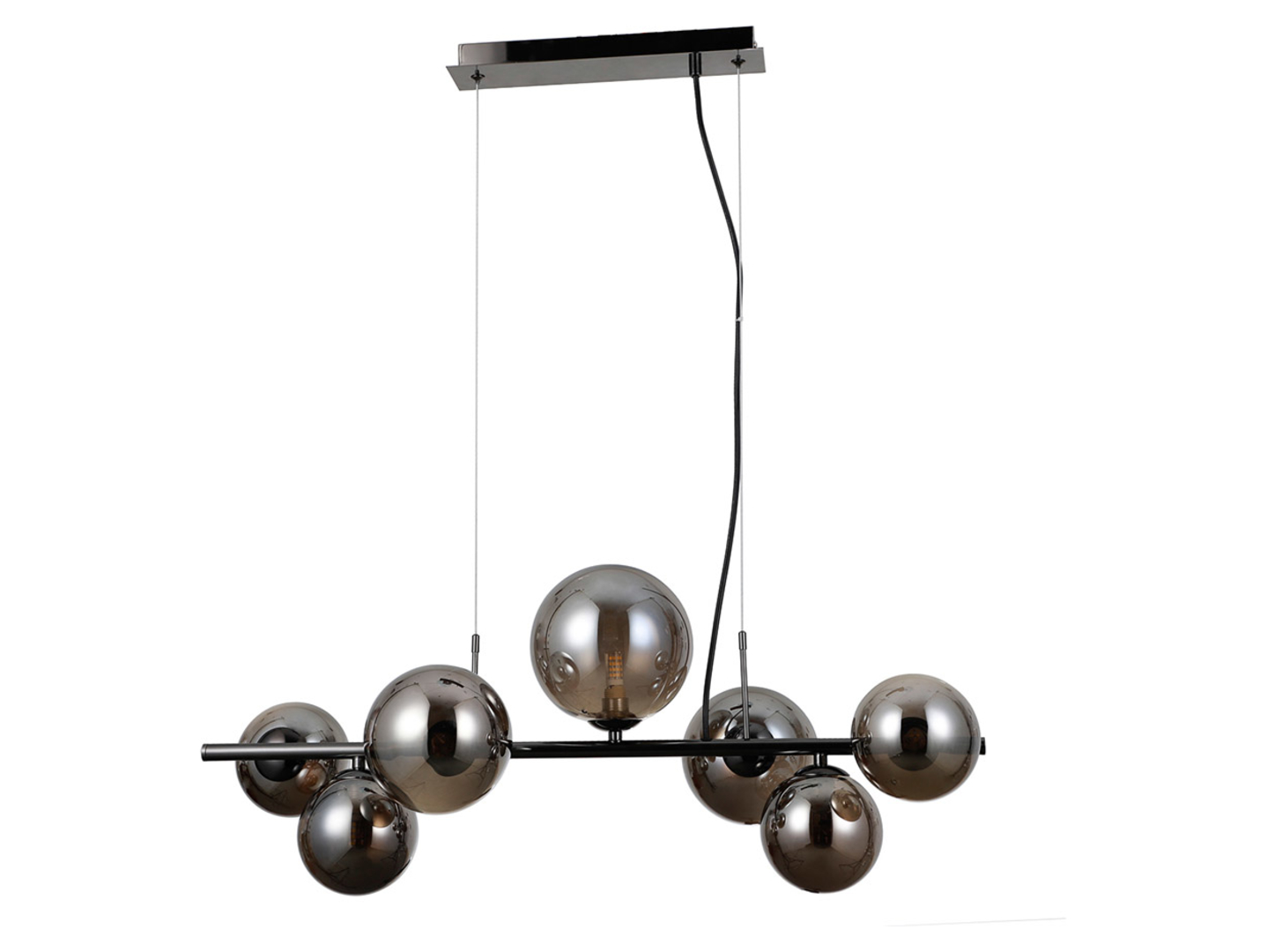 Lampa wisząca Canello 7-punktowa szklana srebrna