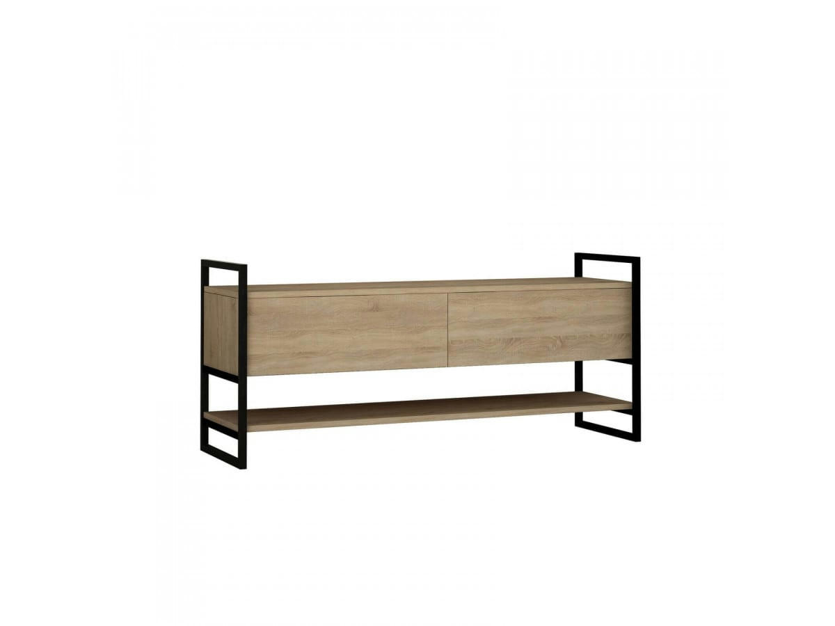 VIKI - VIKI - Meuble TV 131 cm Chêne et Noir