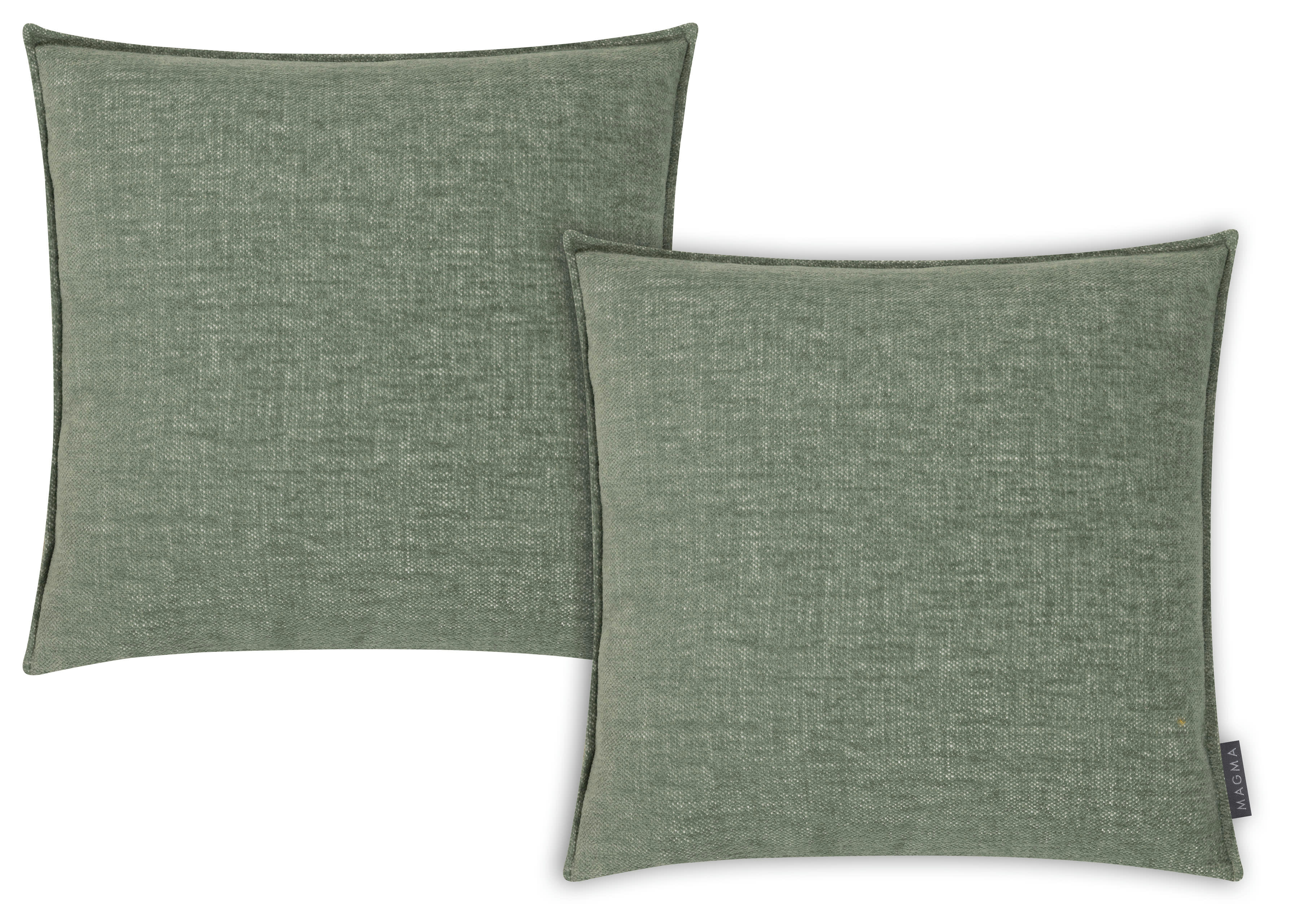 SMOOTHY - Housse de coussin chiné duveteux sauge polyester- Lot de 2 - 45x45